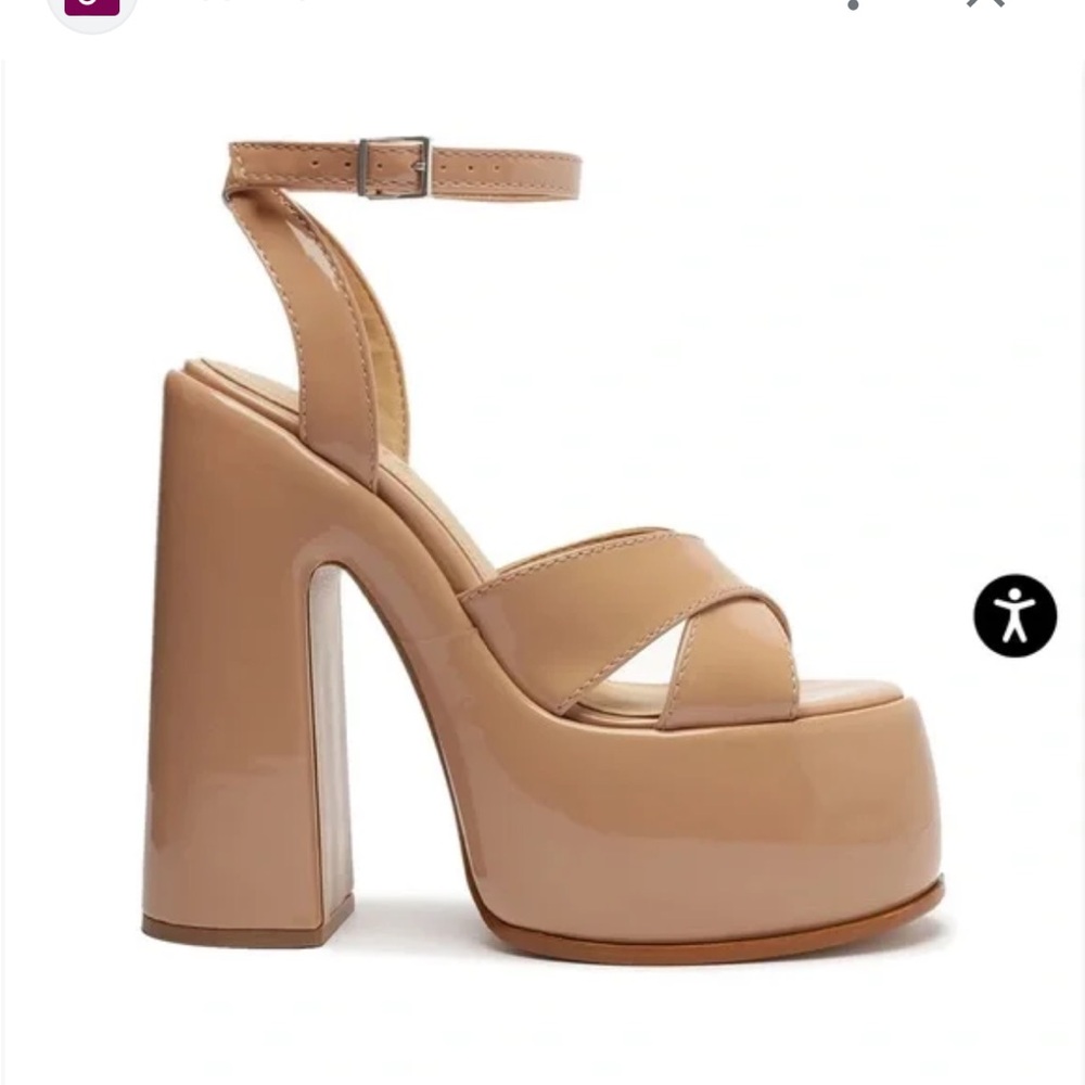 Schutz nude patent platform sandals
